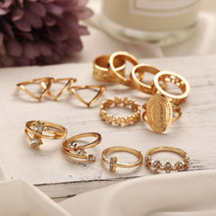 13 Piece Medallion Ring Set With Austrian Crystals