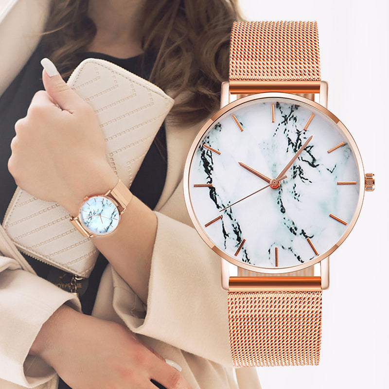 Rose Gold Marble Female Wrist Watch